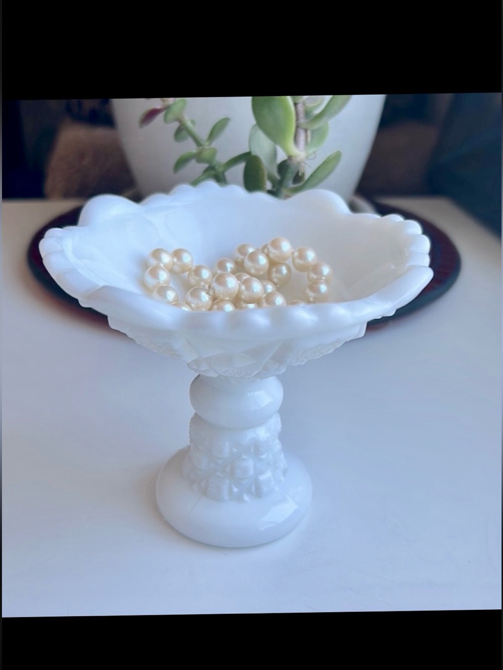 Vintage Westmoreland Old Quilt Pattern Reversible Milk Glass Candlestick